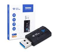 WiFi Nation® Dongle WiFi 1300 Mbps Adaptateur WiFi 2,4 G/5 G Dual Band Mini USB 3.0 802.11ac Adaptateur réseau sans Fil pour PC de Bureau, Ordinateur Portable, Windows MacOS et la Plupart des Linux