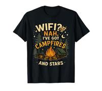 WiFi Non, j'ai des feux de camp et des étoiles, je me déconnecte du réseau T-Shirt