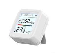 WiFi pour capteur intelligent de température et d'humidité pour application Tuya, surveillance en temps réel avec écran LCD, détecteur de climat sans fil pour serre, chambre de bébé, blanc