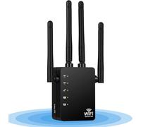 WiFi Repeater WiFi Amplifier (AC1200 2.4GHz: 300Mbps; 5GHz: 867Mbps), 4 external 3dBi antennas, WPS, LED display, WPA/WPA2, LAN connection, compatible with all Wi-Fi routers
