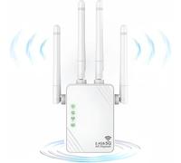 WiFi Repeater, WiFi Extender, 1200MPs WiFi Signal Amplifier, 5GHz and 2.4GHz Dual Band WiFi Booster, Repeater/Router/AP Mode, 4 Antennas, 2 LAN/WAN Ports, for Home/Office