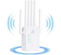 WiFi Repeater, WiFi Extender of Latest Technology with 6 Antennas Covering an Area of 1200m2, 2 LAN Ports, Repeater/Router/AP Mode for Home and Office, with All Internet Box AA