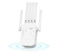 WiFi Répéteur,300 Mbit/s 2,4GHz Amplificateur WiFi,WiFi Extender avec 6 Antennes,WiFi Booster avec Mode Répéteur/Point D'accès,Compatible avec Toutes Les Box Internet Ethernet Port,Large Couverture