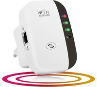 WiFi Répéteur 300Mbps Wireless Mini Repeater sans Fil Adaptateur Amplificateur de Signal Wireless Répétiteur,2.4GHz Antennes Intégrées Norme,1 Port Ethernet,Protection WPS