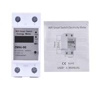 WiFi Smart Electricity Metter Intelligent Energy Monitor avec consommation électrique en temps réel Tracking vocal Contrôle du bureau à domicile DIN MONT WHITE 8X7.7X3,7 cm