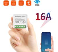 Wifi Smart Light 16A DIY Circuit Breaker Timed Light Switch 1 Gang 2-Way Control Tuya Wireless On-Off Smart Wall Switch Module Voice Control Compatible with Alexa /