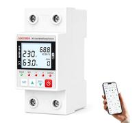 WiFi Smart Meter AC 63A 80-300V WiFi Intelligent Leakage Overvoltage Protector Circuit Breaker Rail Mounted Power Monitor APP Remote Control Smart Living 230V