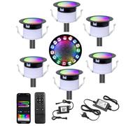 WiFi Spots LED Encastrable au sol Extérieur Interieur Ø31MM 12V RGBW+IC Couleur Dynamique Étanche IP67 Spot Encastrable Led avec Télécommande,LED Lumières éclairage pour Terrasse et patio