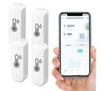Wifi ThermomèTre HygromèTre IntéRieur-Capteur De TempéRature Sans Fil Avec Enregistreur De DonnéEs, Surveillance à Distance Et Alarme Via L'Application Tuya-Compatible Avec Alexa, Google (Lot De 4)