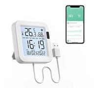 WiFi Thermometre Hygrometre Interieur, Tuya Thermomètre Intérieur Capteur Humidité Avec écran Rétro-éclairé D'enregistrement de Données, Chambre bébé Hygrometre Termometre Maison (8cm*8cm)