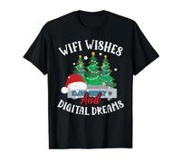 WiFi Wishes and Digital Dreams Christmas IT Technician T-Shirt Graphique avec Valeur, Homme, Noir, S