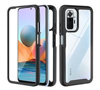 WIFORT Coque Xiaomi Redmi Note 10 Pro/Note 10 Pro Max, Antichoc avec Protecteur d’écran 360 Degrés Protection, Full Body Case Double Face Robust Transparent Intégrale Housse,Noir