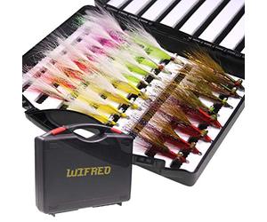 wifreo Lot de 24 Mouches Assorties en Acier Inoxydable pour pêche à la Mouche en Eau salée ou Douce