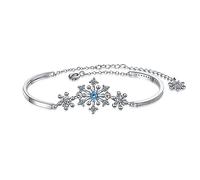 Wiftly 1 bracelet pour femme et fille en argent 925 avec pendentif flocon de neige bleu AAA, bracelet à breloques réglable