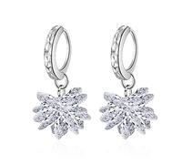 Wiftly Boucles d'Oreille Femme Fille Style rétro en argent sterling 925 avec cristal hypoallergénique avec pendentif flocon de neige Boucles d'oreilles Bijoux Cadeau d'anniversaire