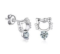 Wiftly Boucles d'oreilles simples pour femme - En forme de chat - Avec zircone