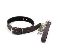 wiftly Colliers - Messieurs Bondage - Collier avec laisse en cuir PU Gay S & M Kit fétiche réglable Bond Age Rouge Forme de cœur adultes