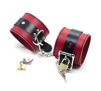 wiftly Homme et Femme Menottes et pied avec cadenas pour bondage SM Menottes en cuir PU AMOUR rouleaux Sextoys, Hand