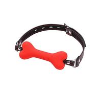 Wiftly Unisex Harnais baillon bouche sm Ball bâillon de Os de chien Silicone ，SM Bondage fétichisme de la Bouche des Jeux de Sexe Pour Couples Réglable (Rouge)