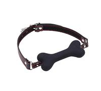 Wiftly Unisex Harnais baillon bouche sm Ball bâillon de Os de chien Silicone ，SM Bondage fétichisme de la Bouche des Jeux de Sexe Pour Couples Réglable (Noir)