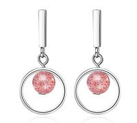 Wiftly1 Paire de boucles d'oreilles en forme de fraise et cristal court Rose