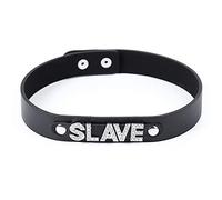 Wiftms 1 pièce Collier Sex SM Cuir Érotique Cuir Synthétique avec Strass Esclave Sexy Bondage Menottes Fétiche Sex Toys pour Débutant Esclave Rôles Jouer Harnais Collier Réglable