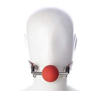 Wiftms 2pcs Baillon Bouche sm Harnais Cuir Boule de bouchon de bouche Silicone pour Lèvre Ouverte et Posture Fétichisme Ball bâillon Jeux de Sexe Réglable (Rouge)