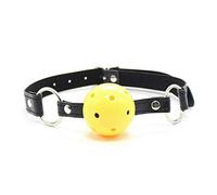 Wiftms 2Pcs Baillon Bouche sm sex Harnais en Cuir Jouets intimes Balle de bouche pour lèvre Ouverte et Posture Fétichisme Ball bâillon Jeux de Sexe Pour Couple Jeu de rôle Réglable (Jaune)