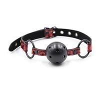 Wiftms Harnais Baillon Bouche sm sex Cuir Avec Boule de bouche solide en silicone Ball bâillon Slave Bondage Fétichisme Jeux de Sexe pour Couple Réglable (Rouge-1)