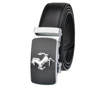 wiftms Hommes Ceinture Classique Cheval Réglable à Cliquet Ceinture Boucle Automatique pour Jeans les Pantalons Costumes, Largeur 35mm (Argent noir, 120 cm)