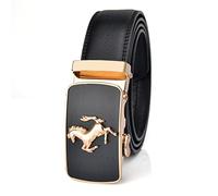 wiftms Hommes Ceinture Classique Cheval Réglable à Cliquet Ceinture Boucle Automatique pour Jeans les Pantalons Costumes, Largeur 35mm (Or noir, 130 cm)