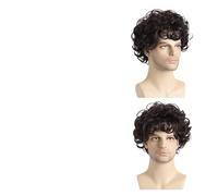 Wig 10 Inch Brown Natural Short Curly Wave Synthetic For Male Young Men Hair(Dark brown)