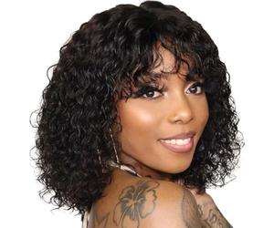 Wig 10 Pouces Curly Bob Jerry Curl, Sans Frontière En Dentelle, Cheveux Vrais Brésiliens pour Femmes Noires, Fabriqué par Machine