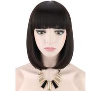 Wig Bob Synthetic Bob pour femmes Short Bob noir Bob Bob naturel Naturel Looking Lings Dames Daily Hair Wig avec Fringe For Cosplay Halloween Christmas Party, 1