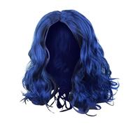 Wig bouclé bleu, costume de pointes à cheveux bouclées, longue perruque bleue-25 cm, perruque d'anime résistante à la chaleur en soie à haute température, confortable, adaptée à la plupart des têtes d
