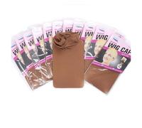Wig cap Bonnet de perruque, filet extensible for cheveux, bonnet bas, taille unique, en nylon for(24Pieces Brown)
