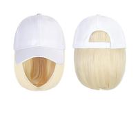 Wig Cap Casquette de Baseball Perruque Chapeau Synthétique avec Cheveux Naturellement Perruques Bobo Réglable Femmes(4)