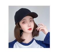 Wig Cap Casquette de Baseball perruque femme courte boucle intérieure Bob chapeau casquette avec cheveux une pièce à visière(A)
