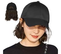 Wig Cap de baseball avec extensions de cheveux Wig à haute température du chapeau soie naturel à la recherche perruques courtes pour quotidiennement, fête et voyage...