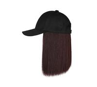 Wig Cap Femmes noir/marron seau chapeaux avec cheveux chapeau perruque raides synthétique casquette de Baseball perruques réglable for fille(5)