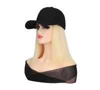 Wig Cap Femmes noir/marron seau chapeaux avec cheveux chapeau perruque raides synthétique casquette de Baseball perruques réglable for fille(2)