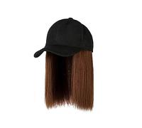 Wig Cap Femmes noir/marron seau chapeaux avec cheveux chapeau perruque raides synthétique casquette de Baseball perruques réglable for fille(6)