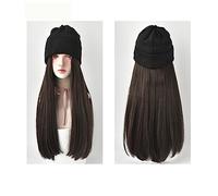 Wig Cap Longue ligne droite chapeau perruque perruques de cheveux synthétiques noir brun rose 24 pouces naturel réglable for fille fête(6)