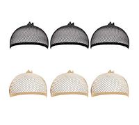 Wig Cap pour Perruque 6 Pièces Bonnet de Perruque Femme Élastique Chapeau de Perruque pour Femmes et Hommes Filet à Cheveux de Perruque 3*Noire 3*Beige