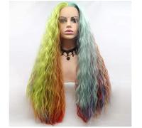 Wig Cap Rainbow mixte Gradient Natural Wave R Synthétique Lace Front Perruque Long Curly Synthétique Long Wavy Natural Wave Cosplay Women Girl Girl Party Fancy Dishing Use, acteur, Internet Star, Anch