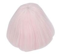 Wig Doll pour / 3 Poupées BJD - Fibre Brune Soft K, Frange Droite, Facile à et pour le bricolage! (PINK)