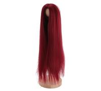 Wig Doll Professional Long Soft Therm Wig pour la Fabrication de Poupées avec une Partie Centrale pour le Remplacement des Cheveux de la Poupée (Or laiteux) (Blanc gris argenté) (WINE RED)