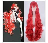 Wig for 110cm Houseki No Kuni Land of The Lustrous Padparadscha Red Curly Wavy Long Cosplay Cheveux synthétiques résistants à la chaleur + Bonnet de perruque gratuit