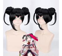 Wig for Amour en direct ! Nico Yazawa Perruque Cosplay Courte Noire Avec Chignon + Bonnet de Perruque Love Live noir