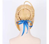 Wig for Anime Fate Stay night cosplay costume Saber Fate Grand Order cosplay tshirt + jupe + cravate + perruque Sabre ensemble complet costumes d'Halloween XL perruque PL-013-1